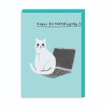 Cat Sitting On Laptop Birthday Card