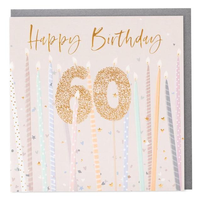 Belly Button Designs Candles 60th Birthday Card, 16.5x16.5cm
