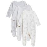 M&S 3 Pack Lion Sleepsuits, Silver Grey, 0-3 Years