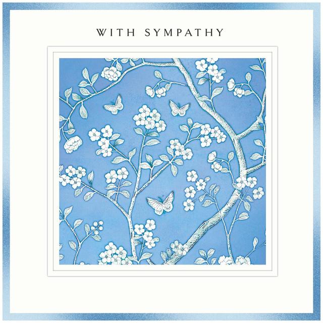Fox & Butler With Sympathy Blue Floral Pattern Card