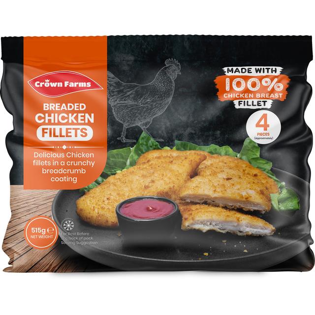 Crown Farms Breaded Chicken Fillet Burgers, 515g