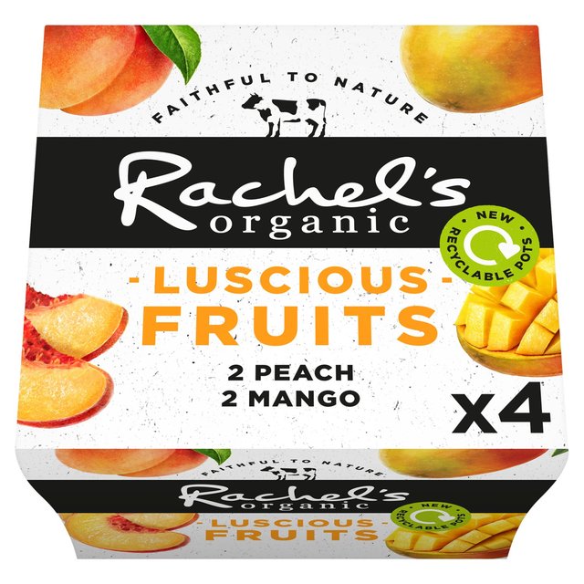 Rachel’s Organic Luscious Fruits Peach & Mango, 4x110g