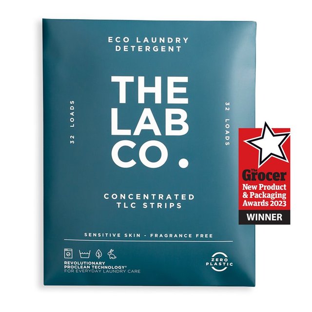 The Lab Co. Laundry Detergent Strips Non Bio Fragrance Free, 32 Per Pack