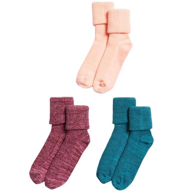 M & S Cotton Rich Socks, Size 8-12, 3 Pack, Multi