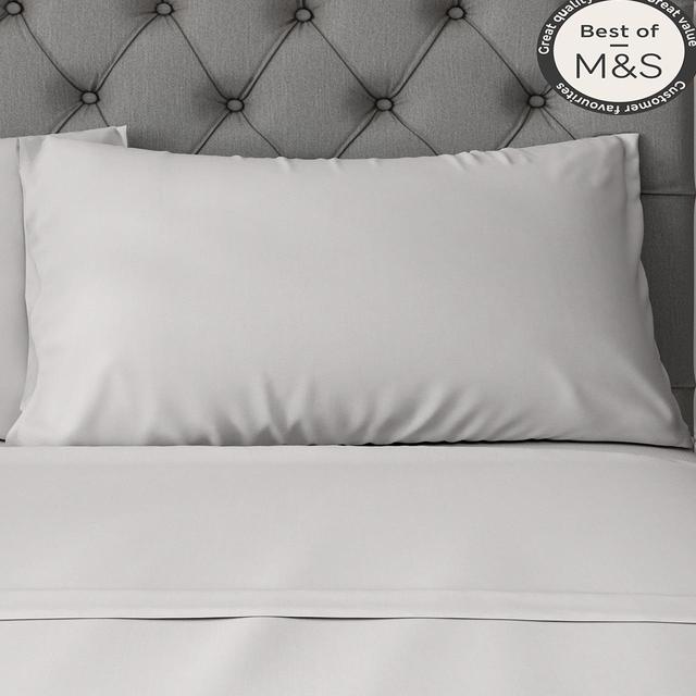 M & S 2 Pack Comfortably Cool Tencel Rich Pillowcases, One Size, Light Grey