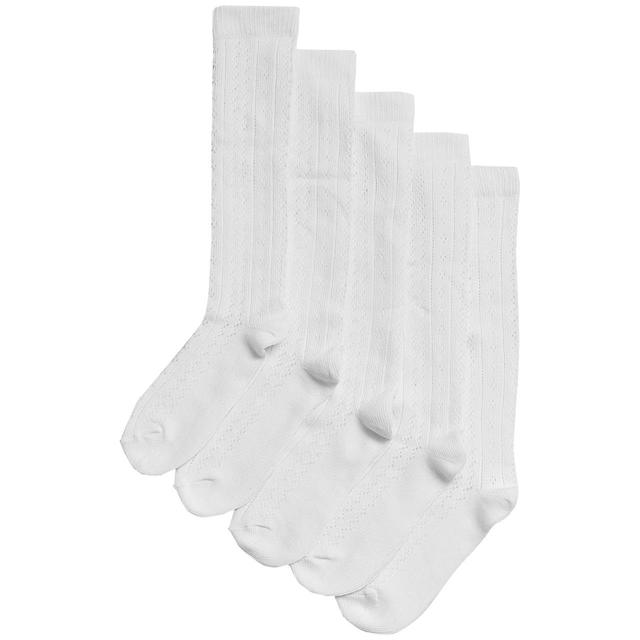M & S Collection 5pk of Knee High Pelerine Socks, Size 6-8 White