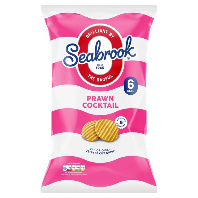 Seabrook Crinkle Cut Prawn Crisps, 6 Per Pack