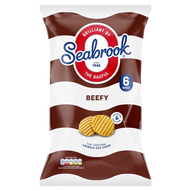 Seabrook Crinkle Cut Beefy Crisps, 6 Per Pack