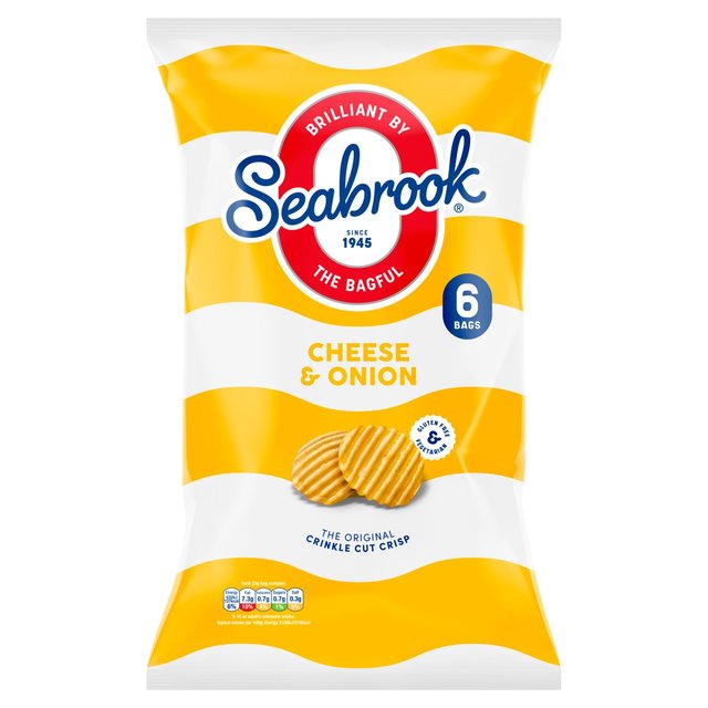 Seabrook Crinkle Cut Cheese & Onion Crisps, 6 Per Pack