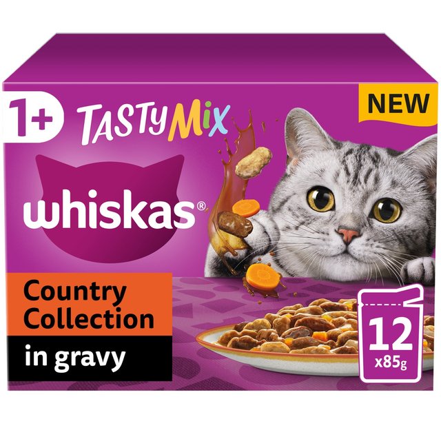 Mars Petcare Whiskas 1+ Cat Pouches Tasty Mix Classic Selection With Veg in Gravy, 12 x 85g