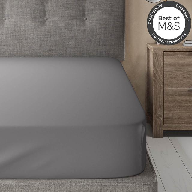 M & S Egyptian Cotton 230 Thread Count Fitted Sheet, Double, Slate
