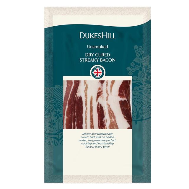 DukesHill British Outdoor Bred Unsmoked Dry Cured Streaky Bacon, 350g