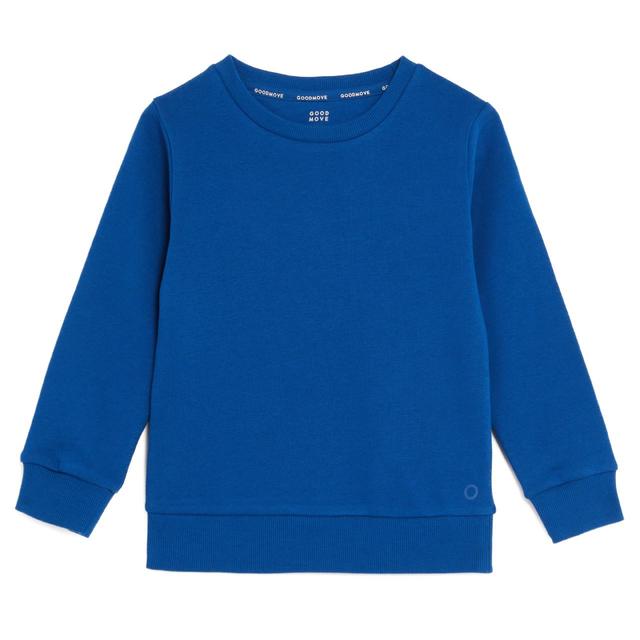 M & S Blue Cotton Goodmove Regular Fit School Sweatshirt, 5-6 Years