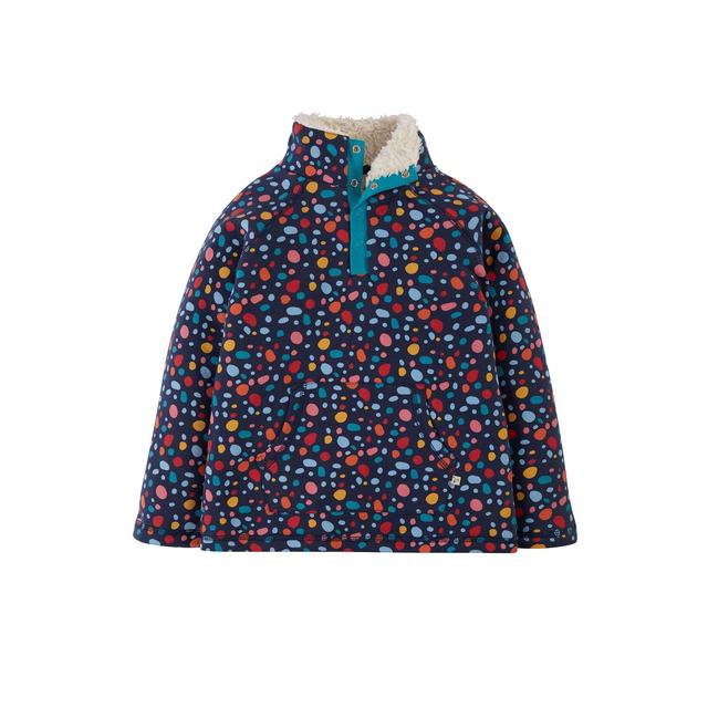 Frugi Blue, Red and Yellow Cotton Switch Dalmatian Print Snuggle Fleece, 2-3 Years
