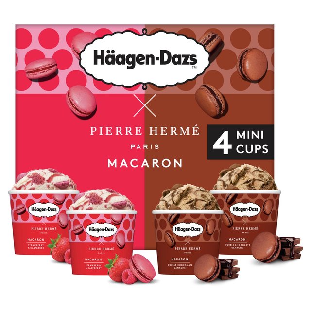 Hagen-Dazs Macaron Collection Mini Cups Ice Cream, 4 x 95ml