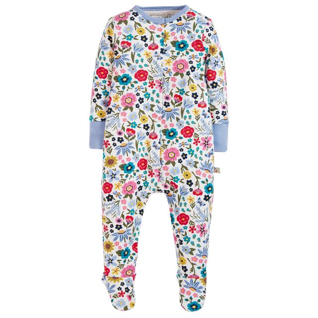 Frugi White, Blue and Red Cotton Pollinators Print Lovely Babygrow, 6-12 Months