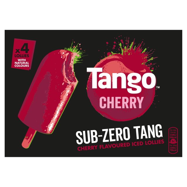 Tango Cherry Sub Zero Tang Lollies, 4 x 70ml