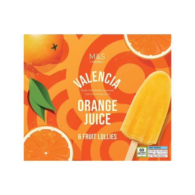 M & S 6 Valencia Orange Juice Ice Lollies, 468g