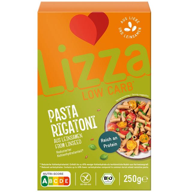 Lizza Low Carb Pasta Rigatoni From Linseed, 250g