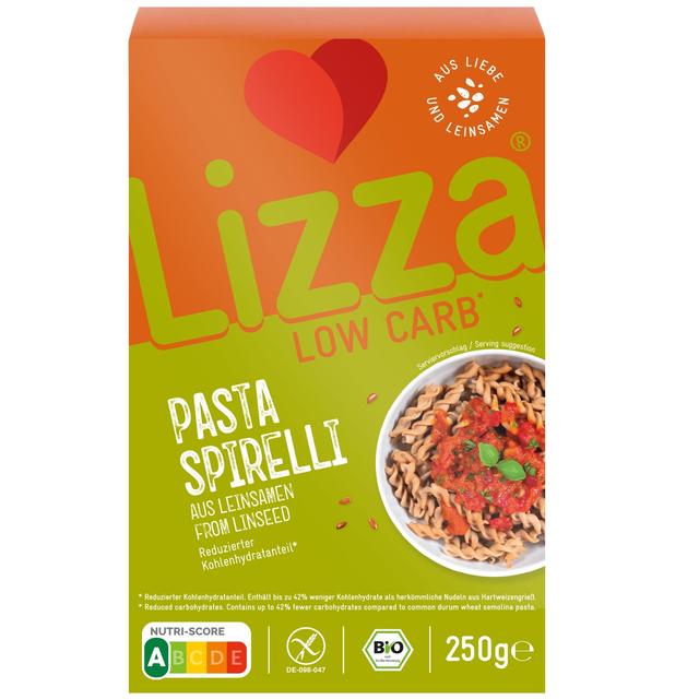 Lizza Low Carb Pasta Spirelli From Linseed, 250g