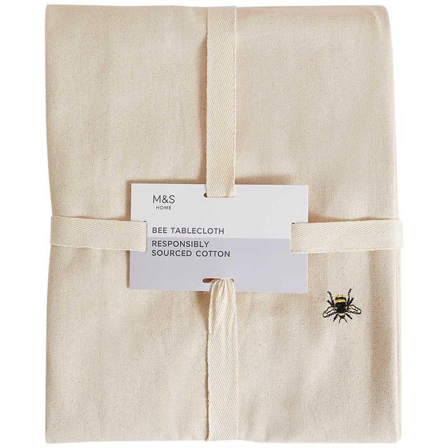 M & S Bee Cotton Tablecloth, One Size, Natural