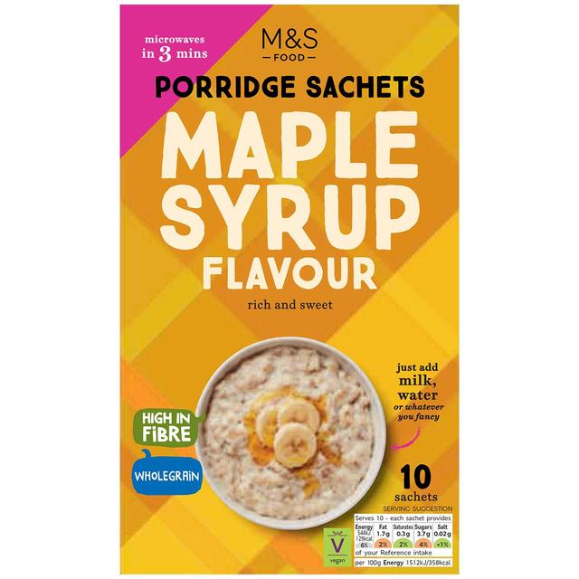 M & S Maple Syrup Flavour Porridge Sachets, 10 x 36g