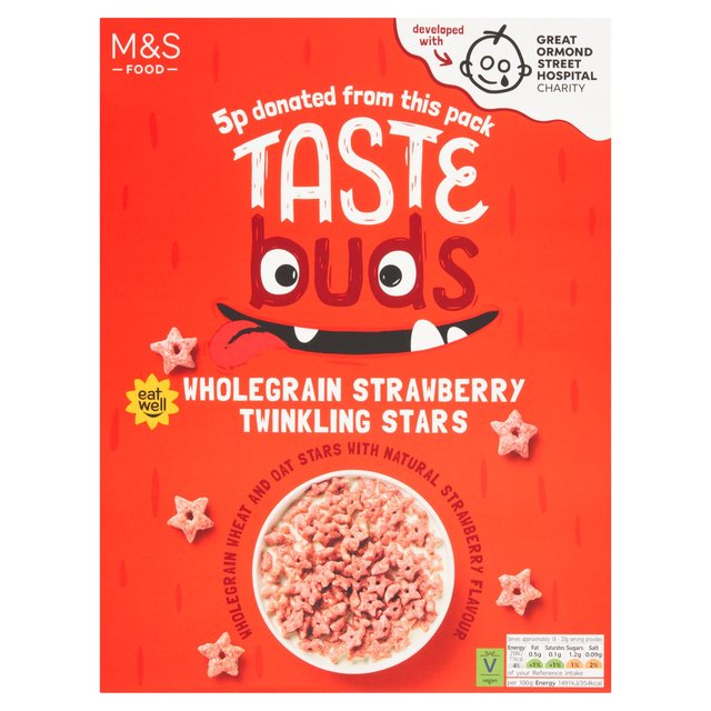 M & S Taste Buds Wholegrain Twinkling Strawberry Stars, 375g