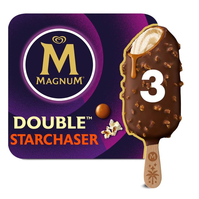 Magnum Star Chaser Chocolate Caramel & Popcorn Ice Cream Lollies, 3 x 85ml