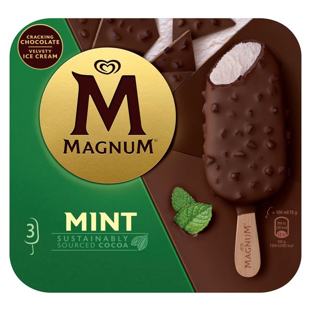 Magnum Mint Ice Cream Lollies, 3 x 100ml