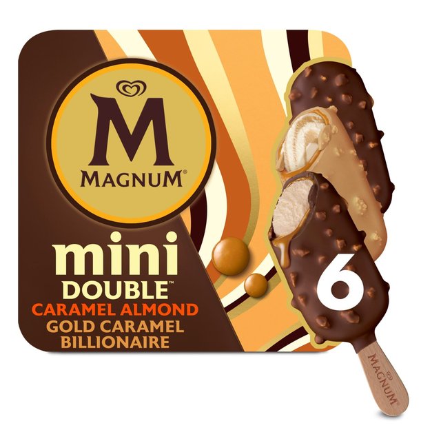 Magnum Mini Caramel Almond & Billionaire Ice Cream Lollies, 6 x 55ml