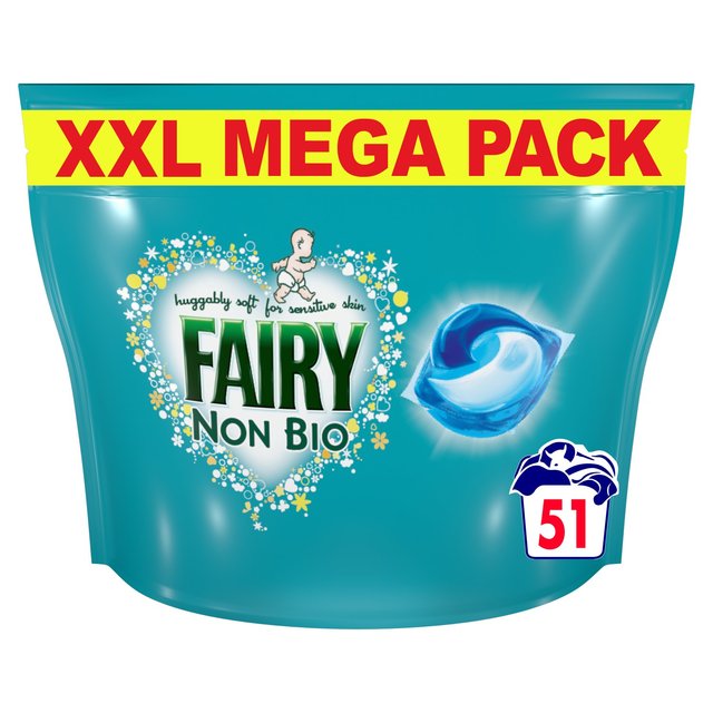 Fairy Non Bio Pods Washing Liquid Capsules for Sensitive Skin 51 Washes, 51 Per Pack
