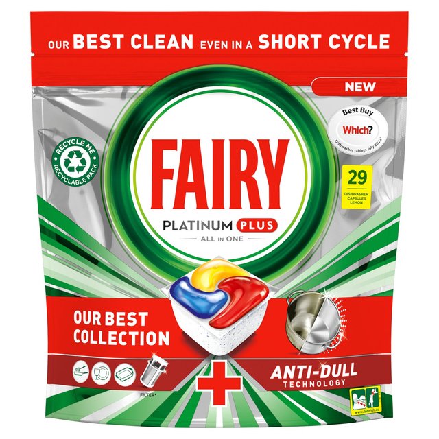 Fairy Platinum Plus Lemon Dishwasher Tablets, 29 Per Pack