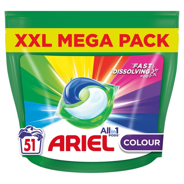 Ariel Colour All-in-1 Pods Washing Liquid Capsules 51 Washes, 51 Per Pack