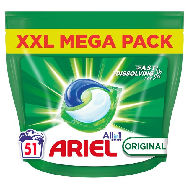 Ariel Original All-in-1 Pods Washing Liquid Capsules 51 Washes, 51 Per Pack