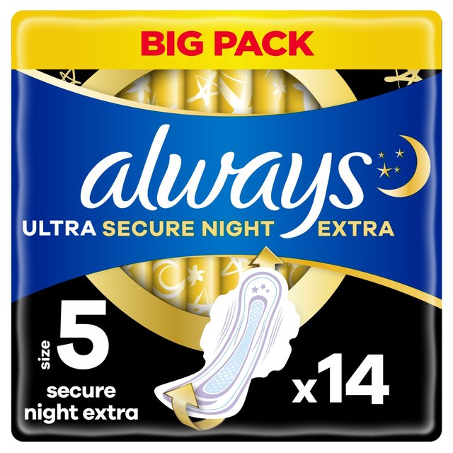 Always Ultra Sanitary Towels Secure Night Extra, Size 5, VP