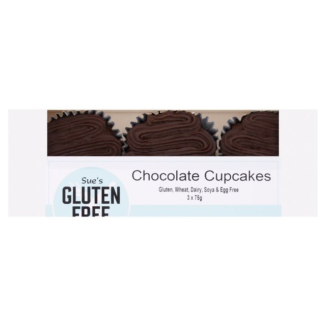 Sue’s Gluten Free Kitchen Vegan Chocolate Cupcakes, 3 x 75g