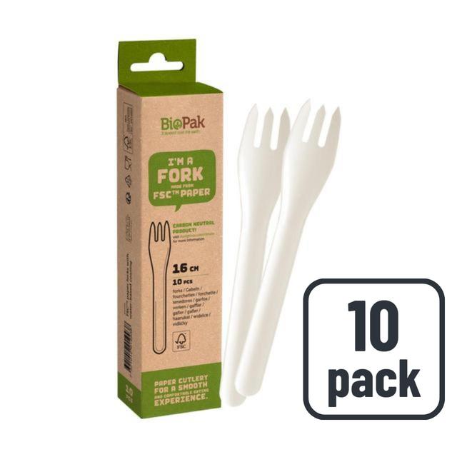 Duni BioPak White Paper Fork, 10pk, 10 Per Pack