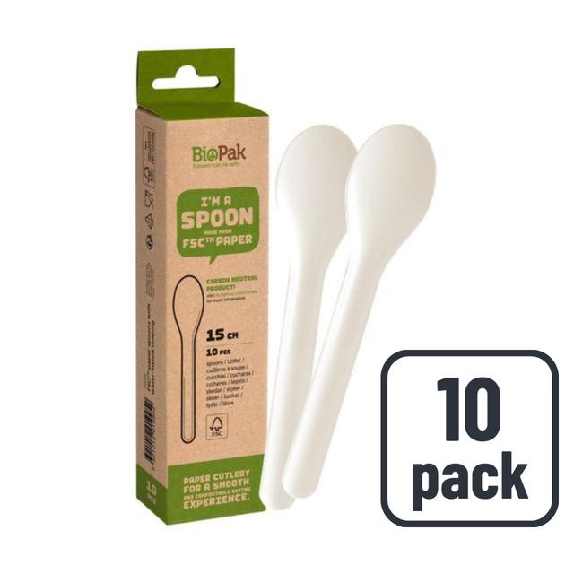 Duni BioPak White Paper Spoon, 10pk, 10 Per Pack