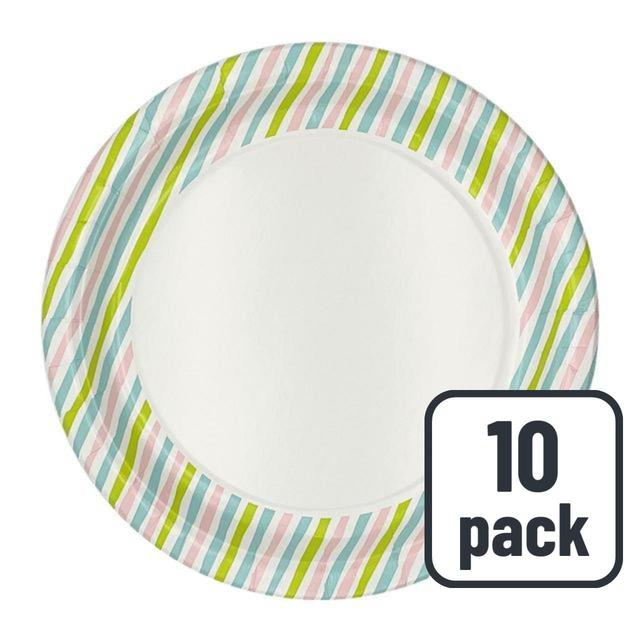 Duni Bio Multi Stripes Recyclable Paper Plates, 10pk, 10 Per Pack