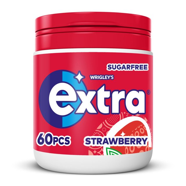 Wrigley’s Extra Extra Strawberry Flavour Sugarfree Checwing Gum Bottle, 84g