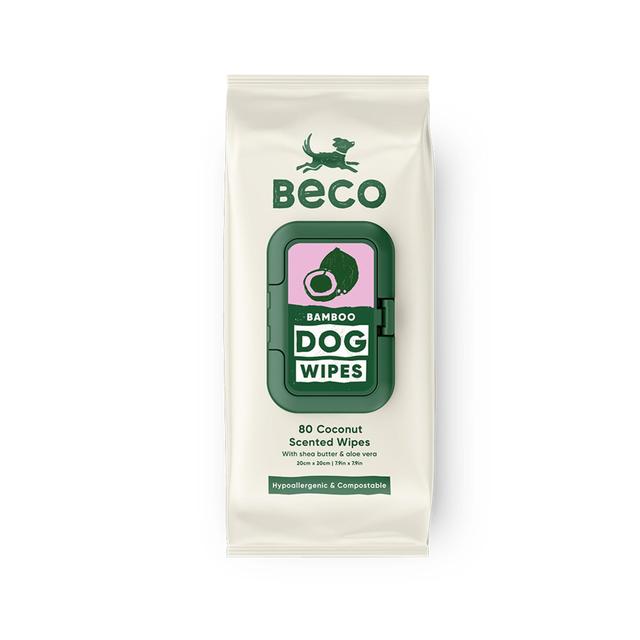 Beco Bamboo Dog Wipes Coconut Scented, 80 Per Pack