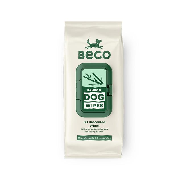 Beco Bamboo Dog Wipes Unscented, 80 Per Pack