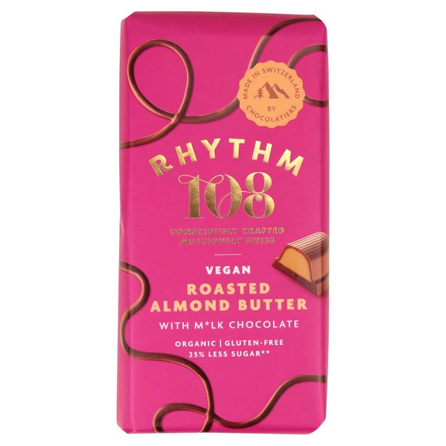 Rhythm 108 Swiss Vegan Roasted Almond Butter Bar With M’lk Chocolate 100g
