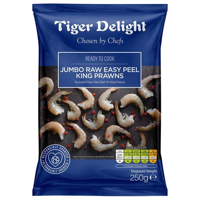 Tiger Delight Jumbo Raw Easy Peel King Prawns, 250g