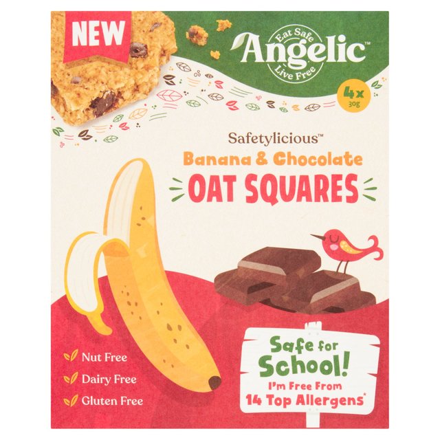 Angelic Free From Banana & Chocolate Oat Squares, 120g