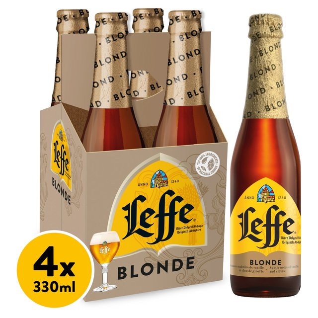 Leffe Blonde Beer, 4 x 330ml