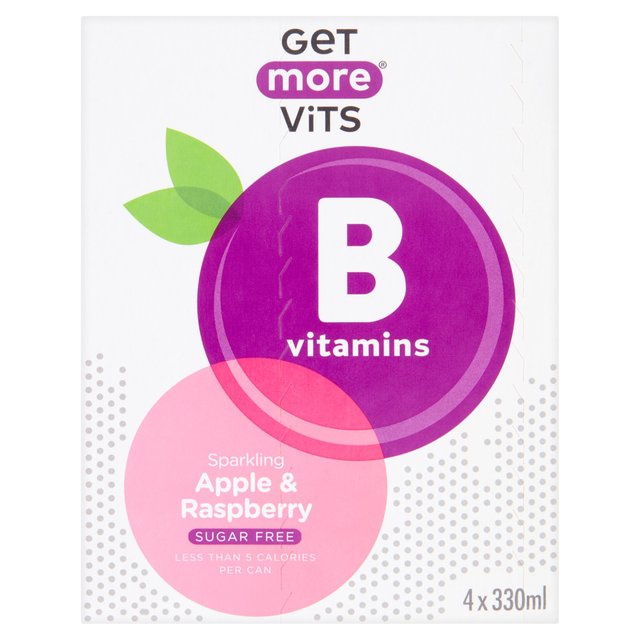 Get More B Vitamins Sparkling Apple & Raspberry, 4 x 330ml