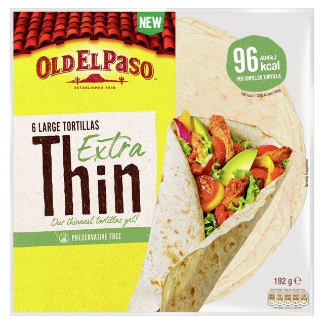 Old El Paso Large Extra Thin Tortilla Wraps, 6 Per Pack