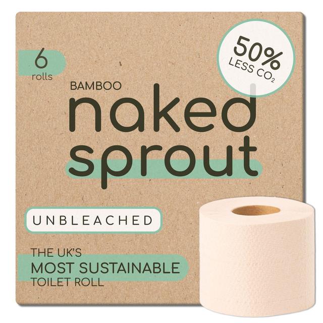 Naked Sprout Unbleached Bamboo Toilet Roll, 6 Per Pack