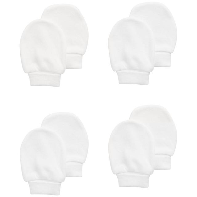 M & S Collection 4pk Pure Cotton Mittens, 0-1 Years, White